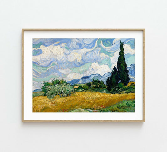 Vincent Van Gogh  Wheat Field With Cypresses Print Canvas Famous Painting Giclee