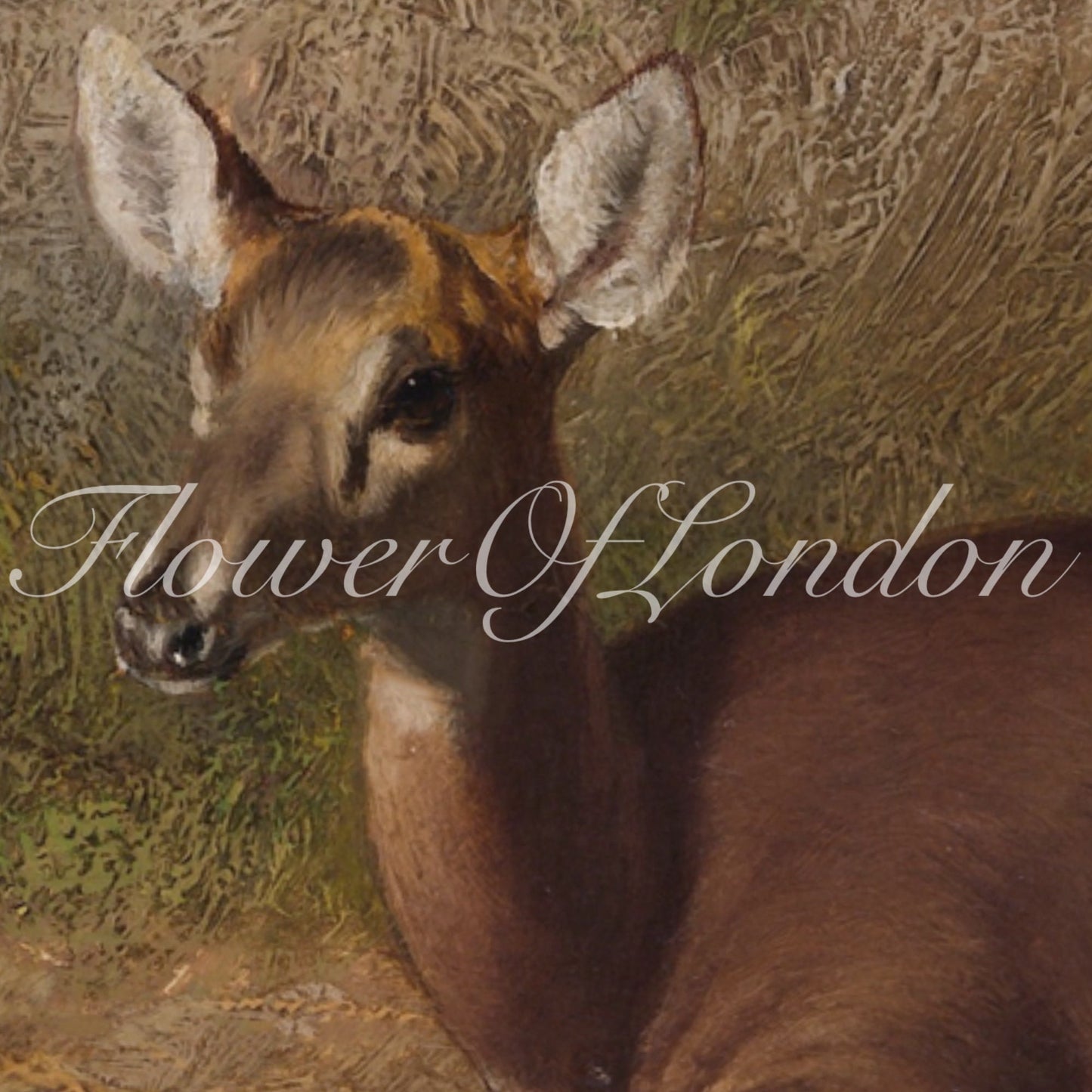 Vintage Deer Print, Rustic Nursery Deer Calf Fawn Doe Easter Painting, #34