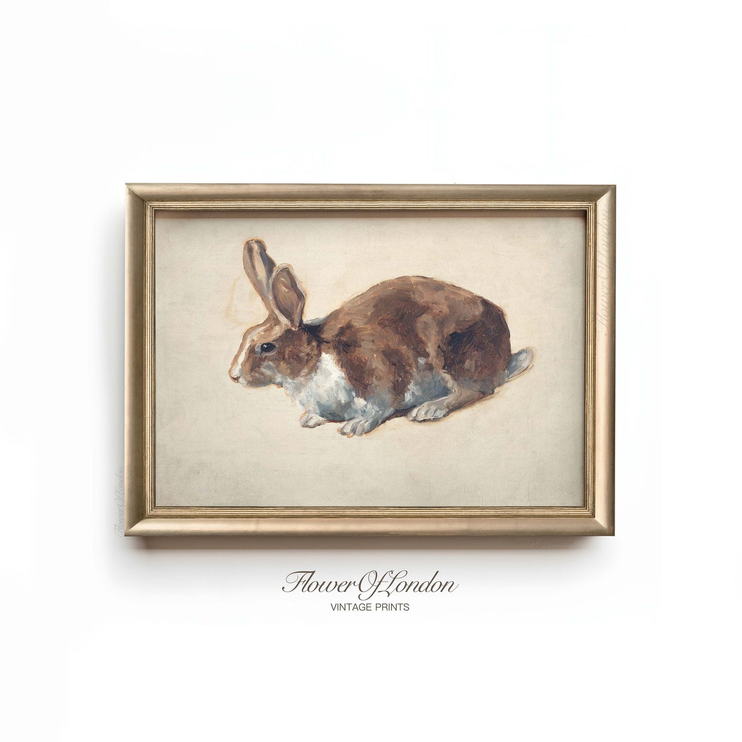 Vintage Rabbit Print, Antique Nursery Rabbits Kids Girls Boys Room Oil Painting, #78