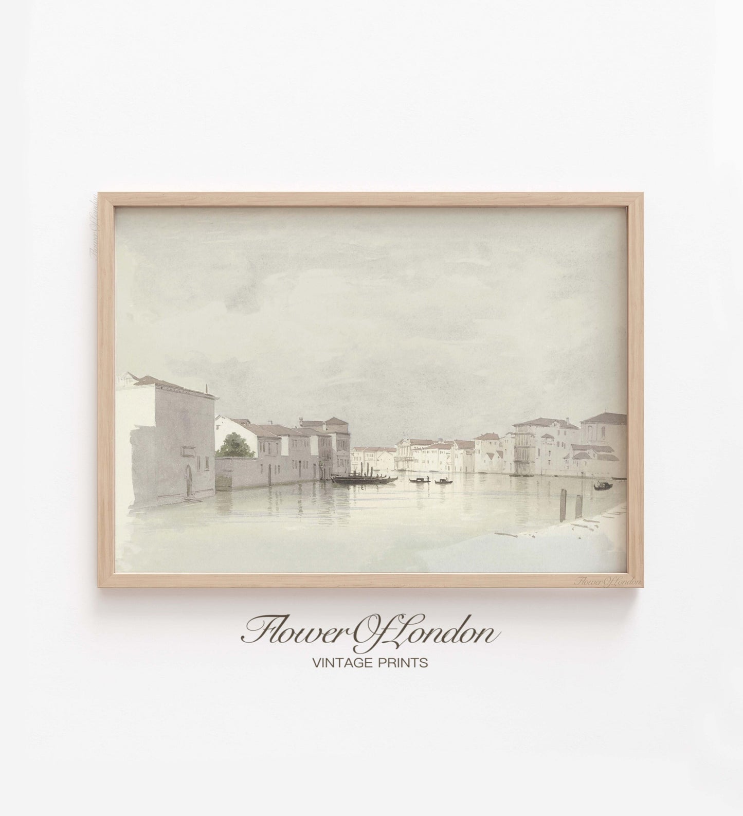 Venice Canal Print, Vintage Pastel Mediterranian Italian Drawing, #133