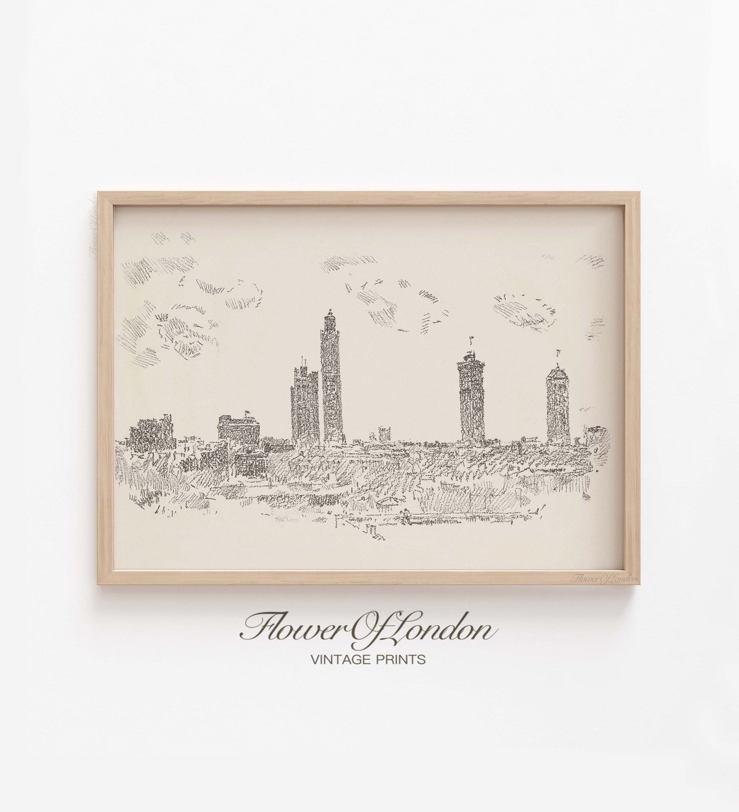Retro Manhattan Skyline Sketch | Clean Minimalist City Drawing, #130