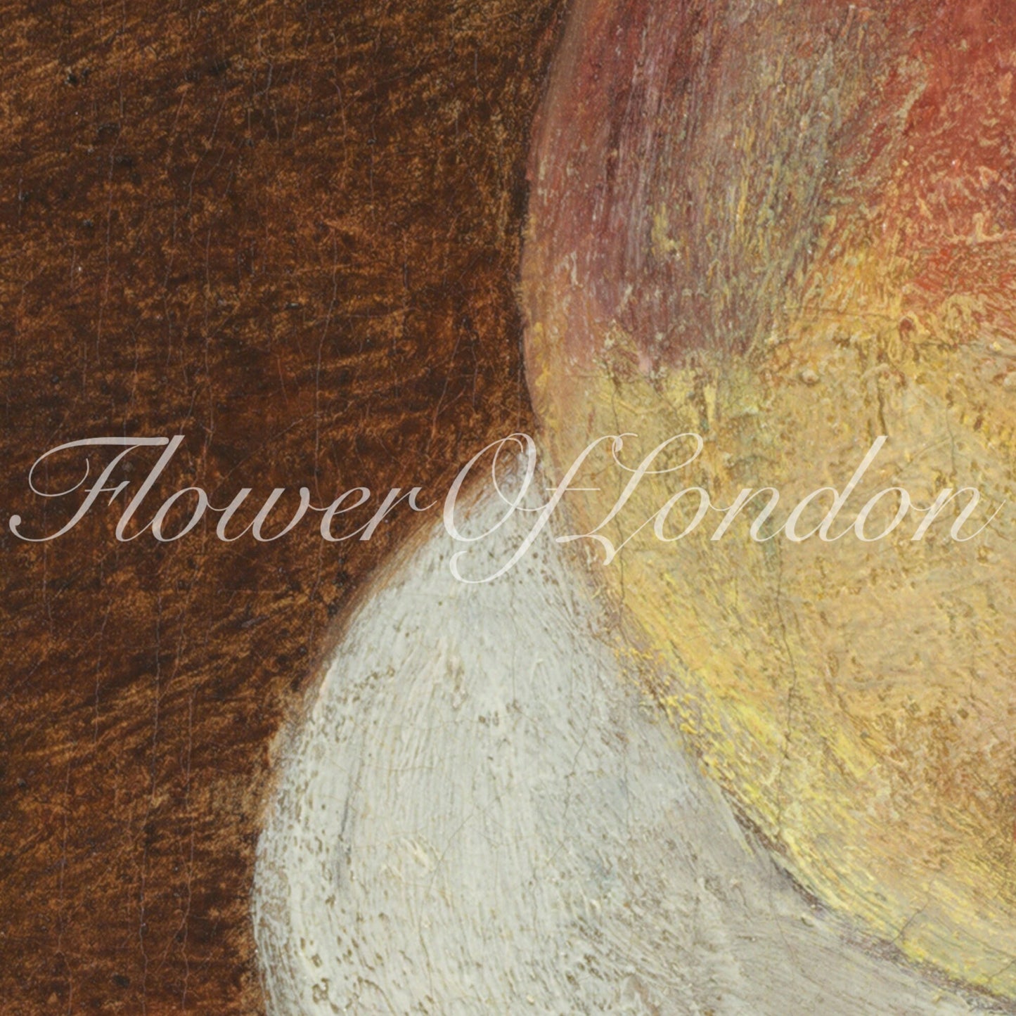 a painting of an apple with the words tower of london on it
