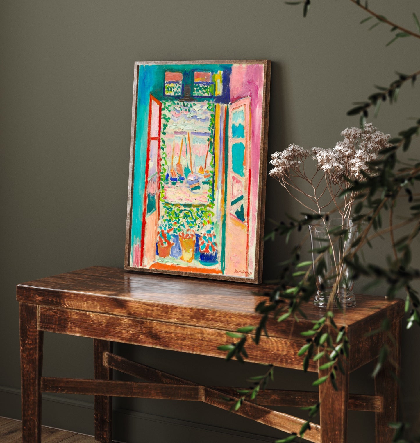 Soft pink pastel Matisse Open Window Collioure art in an office surroundings
