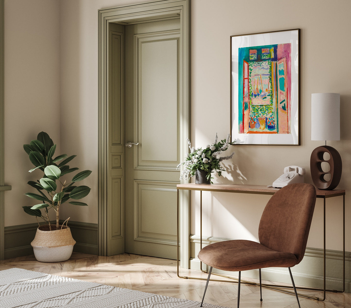 Matisse Open Window Collioure print for modern decor in an entrance hall settings