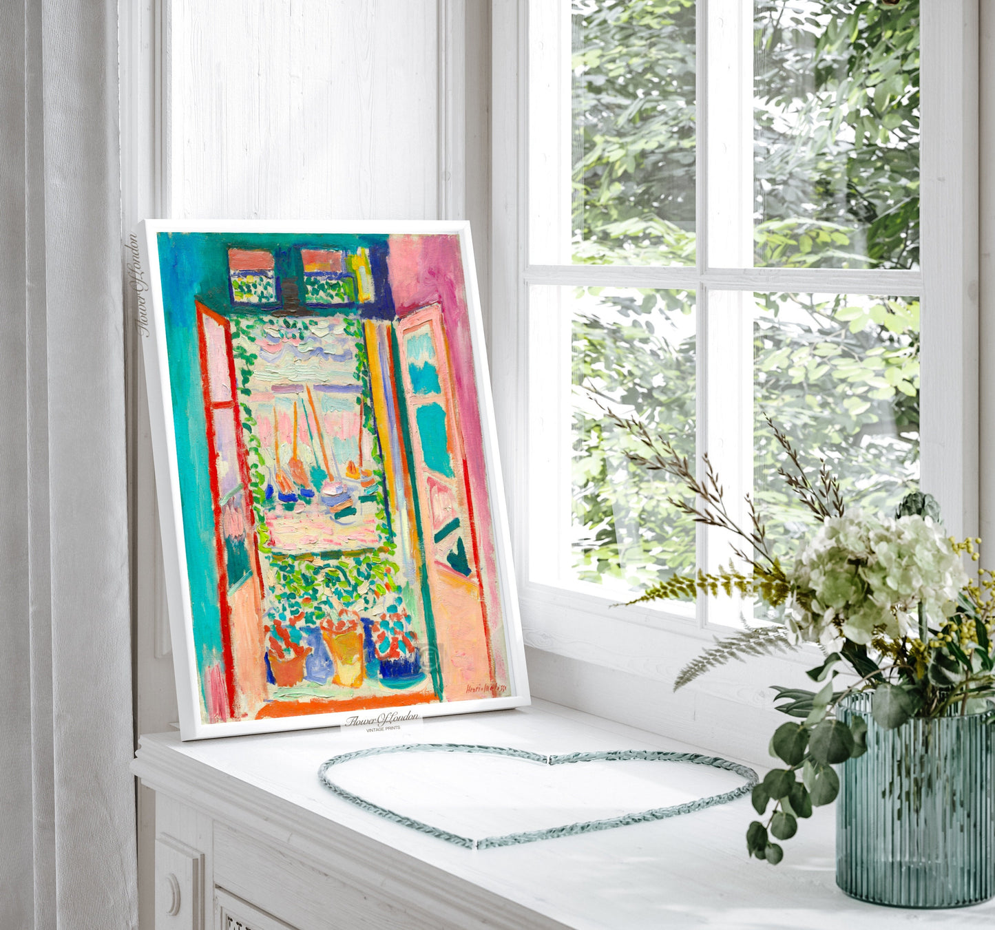 Henri Matisse Open Window Collioure poster print on a window sill