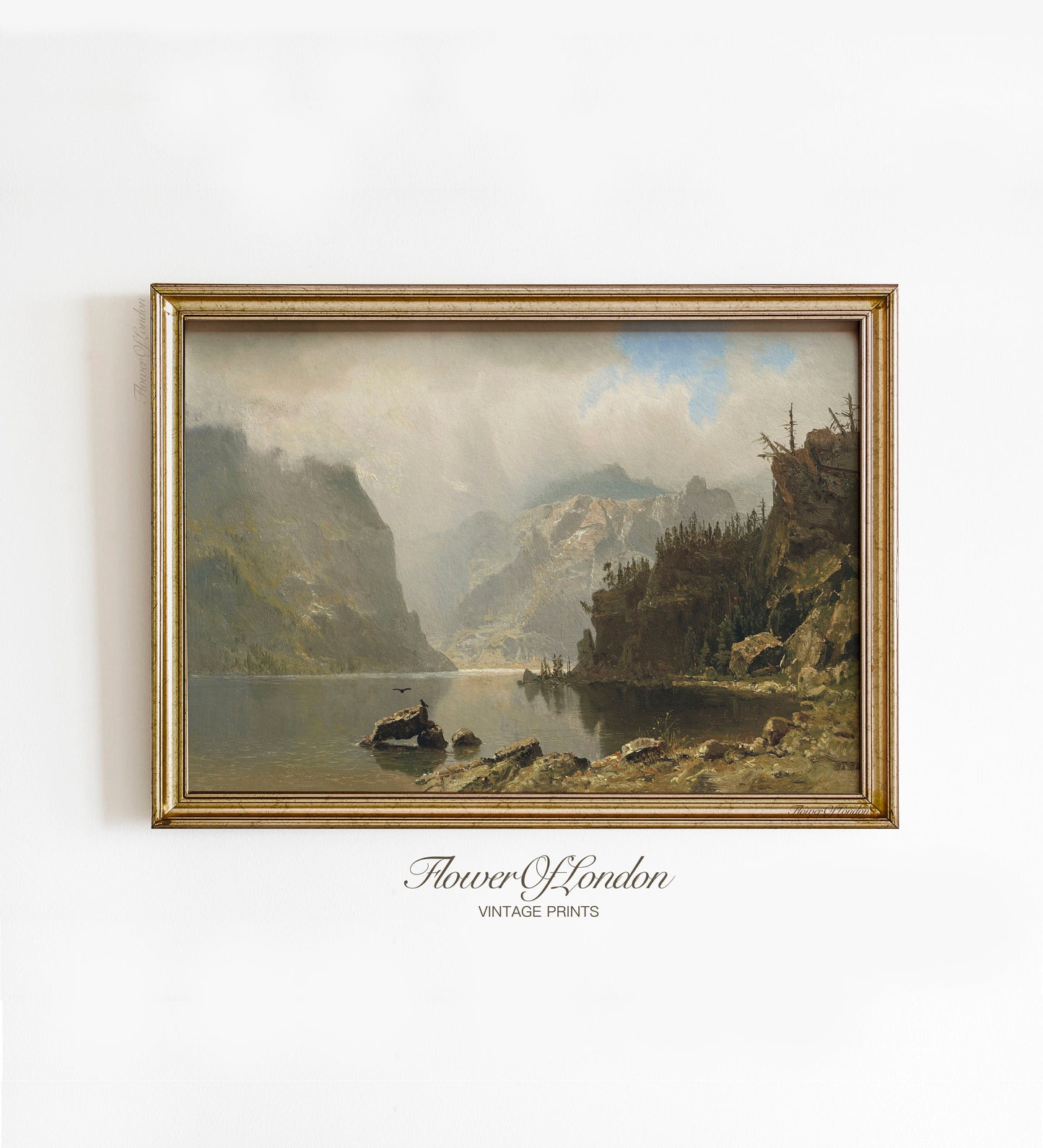 a painting hanging on the wall of a room