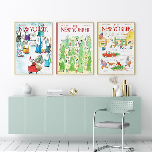 Set of 3 New Yorker Christmas Prints