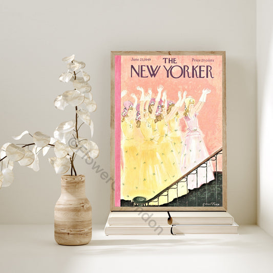 New Yorker Print June 1949, Warm Soft Pastel Colours College Dorm Decor