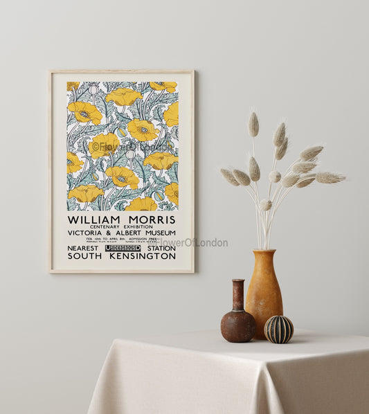 William Morris Exhibition Poster Yellow Poppies