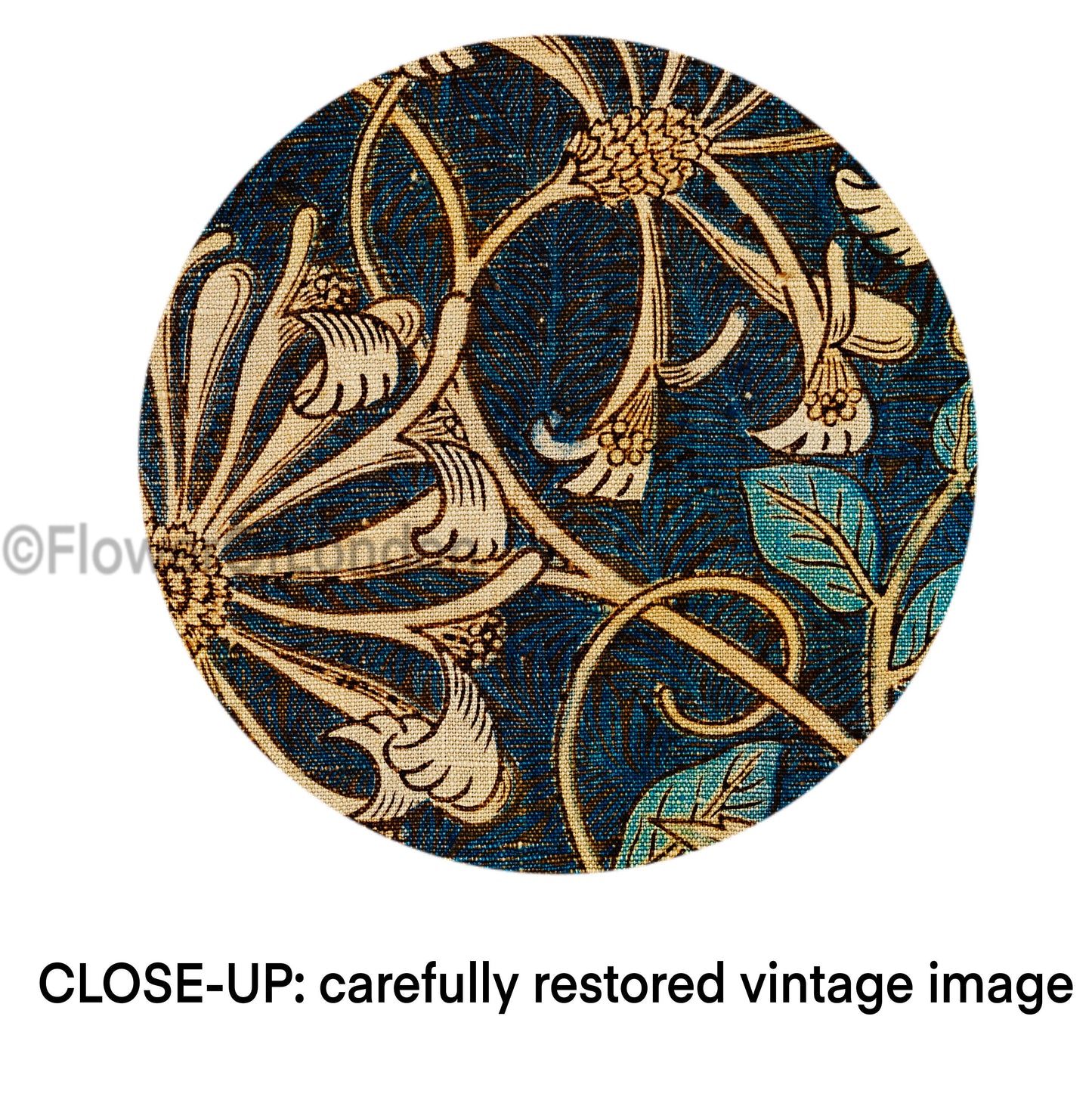 William Morris Exhibition Poster, Vintage Honeysuckle Fabric