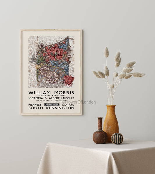 William Morris Exhibition Poster Honeysuckle Sketch