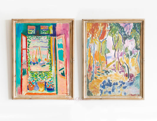 Set of 2 Matisse Prints, Open Window & Landscape