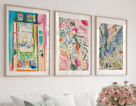Set of 3 Matisse Prints, Open Window, Woman & Landscape N2