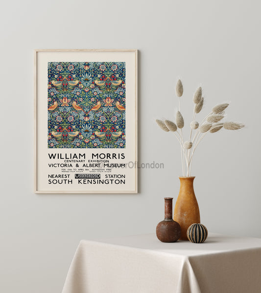 William Morris Vintage Strawberry Thief Exhibition Poster
