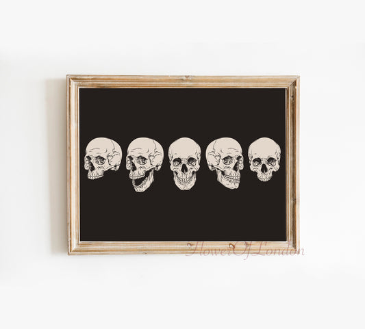 Skulls Halloween Spooky Dark Academia Print #H18