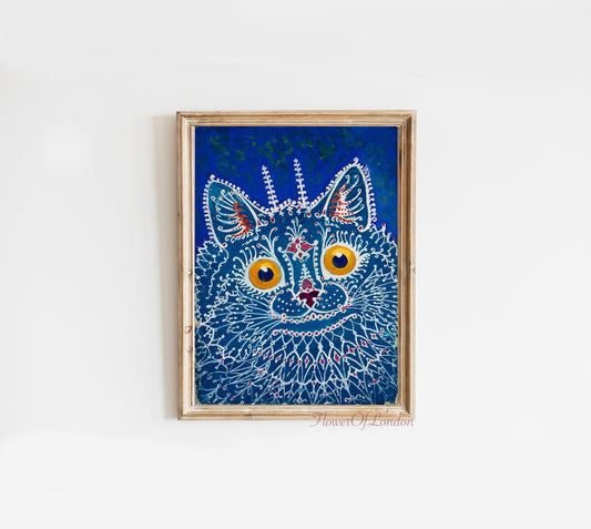 Vintage Blue Cat in Gothic Style  Print #7