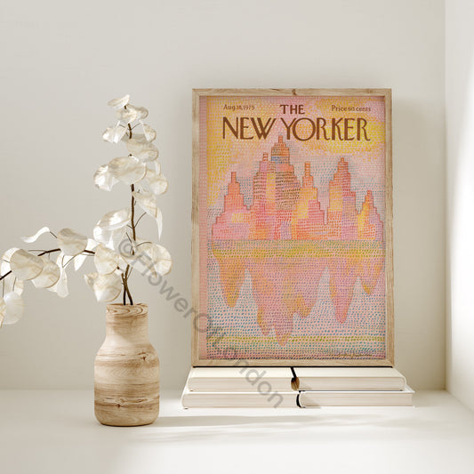 New Yorker Print 18 Aug 1975 Warm Soft Pink Pastel Colour College Dorm Decor