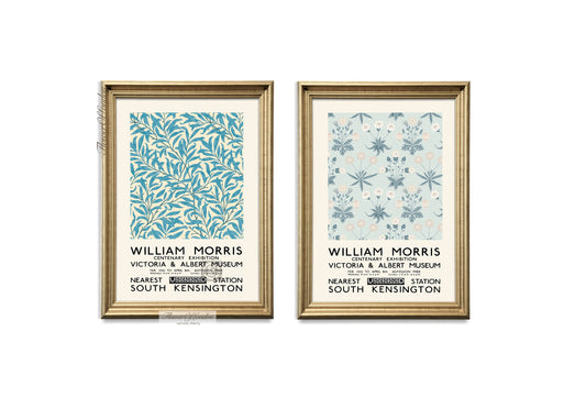 Set of 2 William Morris Prints in Soft Blue