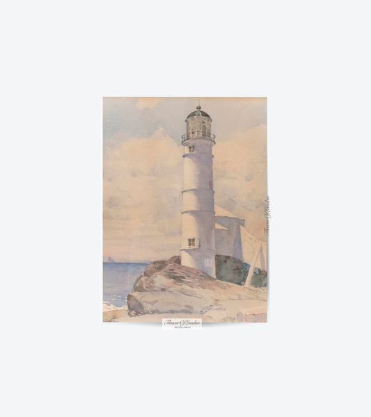 Neutral Summer Coastal Lighthouse Print #22