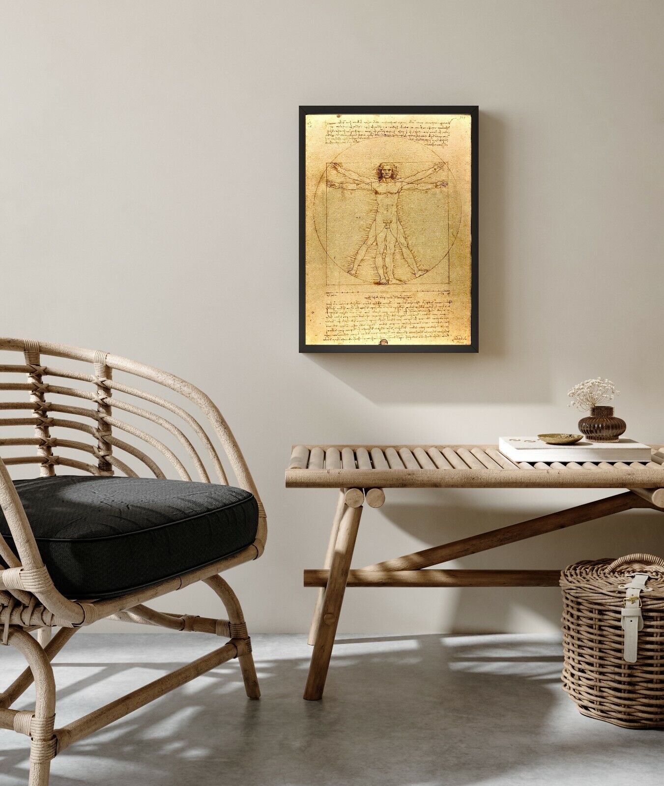 Leonardo Da Vinci Print Vitruvian Man Famous Painting Old Masters Classic Giclee