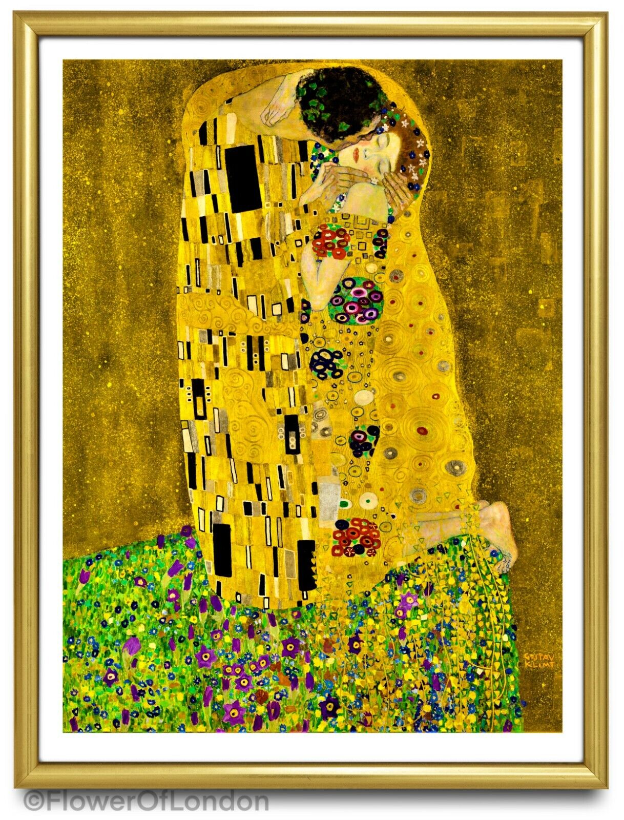 Gustav Klimt The Kiss Print Famous Painting Old Masters Giclée Fine Art Yellow