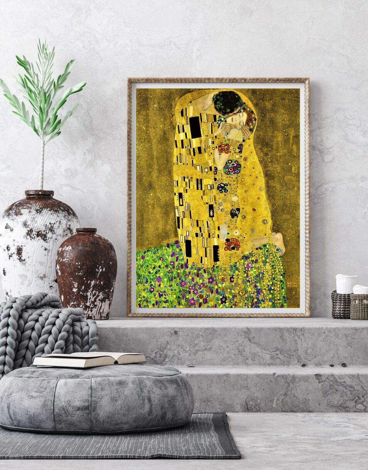 Gustav Klimt The Kiss Print Famous Painting Old Masters Giclée Fine Art Yellow