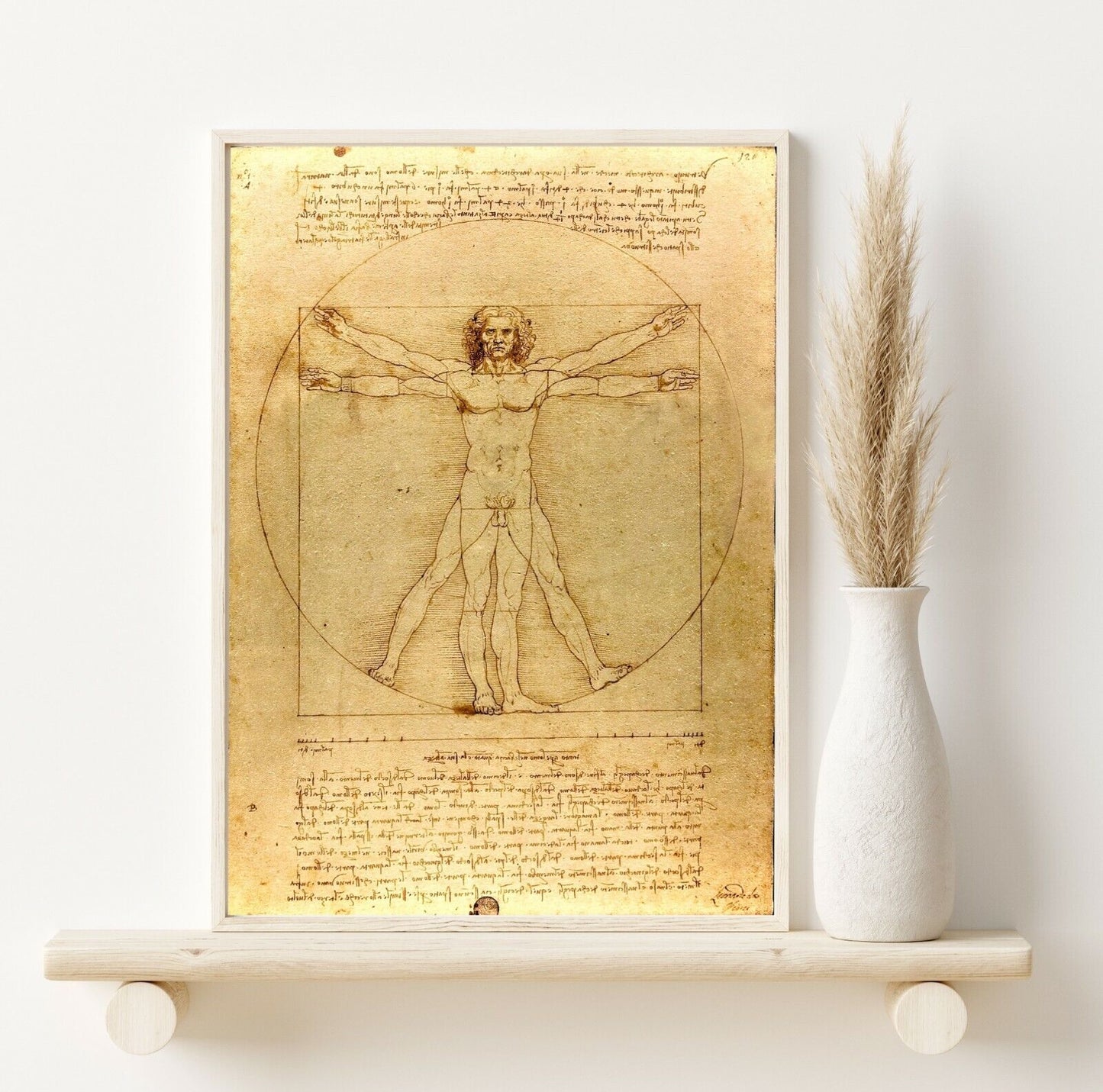 Leonardo Da Vinci Print Vitruvian Man Famous Painting Old Masters Classic Giclee