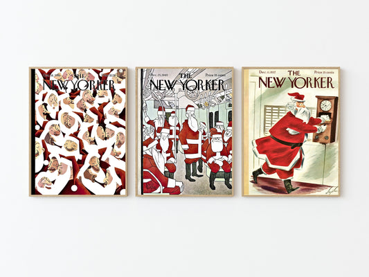 New Yorker Christmas Cover Prints, Set of 3