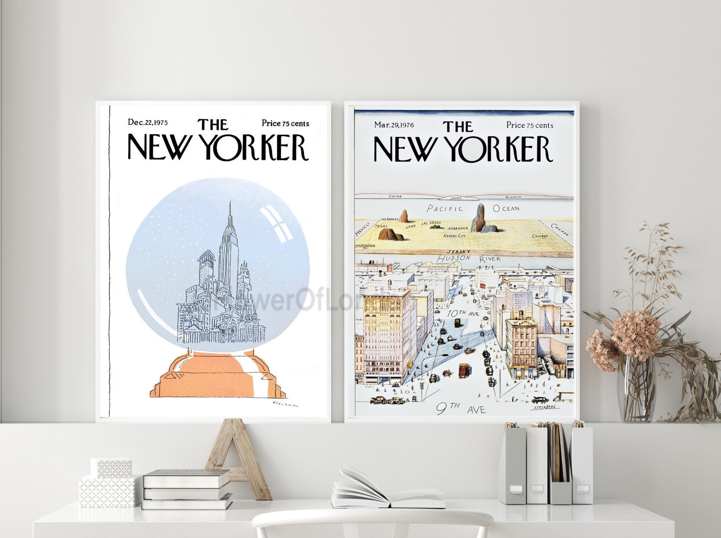 Set of 2 New Yorker Prints, 22 Dec 1975 & 29 Mar 1976