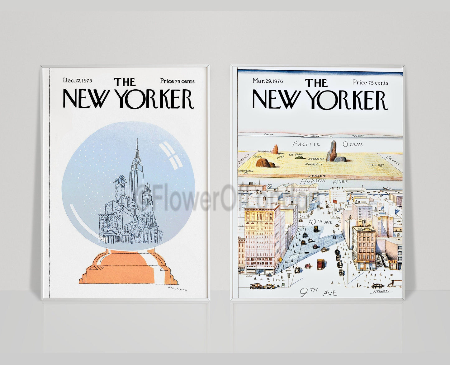 Set of 2 New Yorker Prints, 22 Dec 1975 & 29 Mar 1976