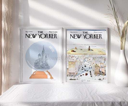 Set of 2 New Yorker Prints, 22 Dec 1975 & 29 Mar 1976