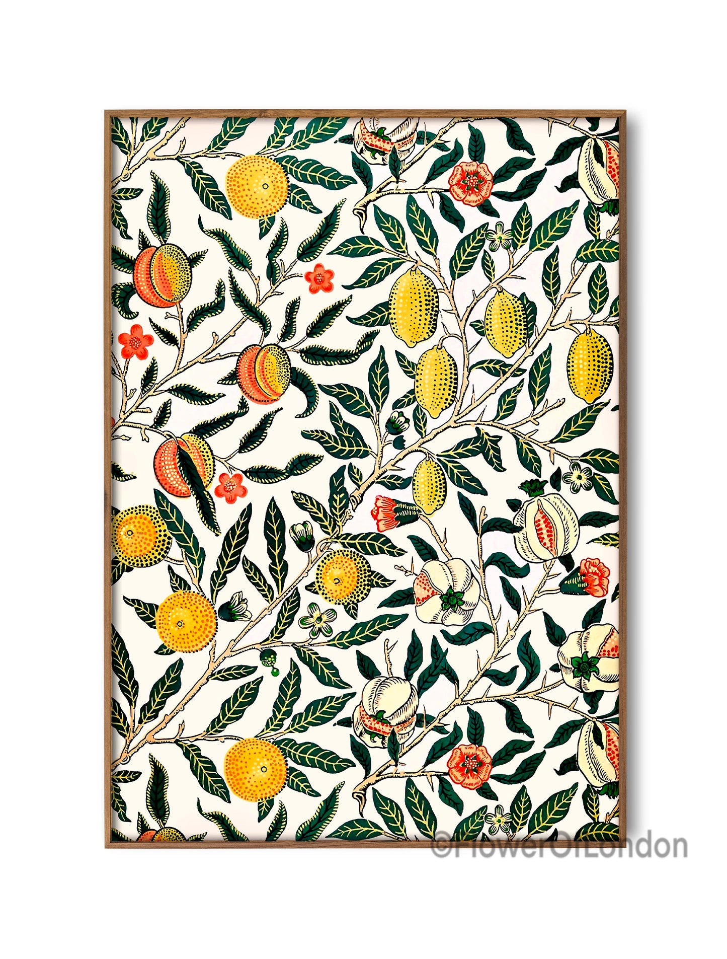 William Morris Print 4 Four Fruits Vintage Wallpaper, Botanical Citrus Pomegranate