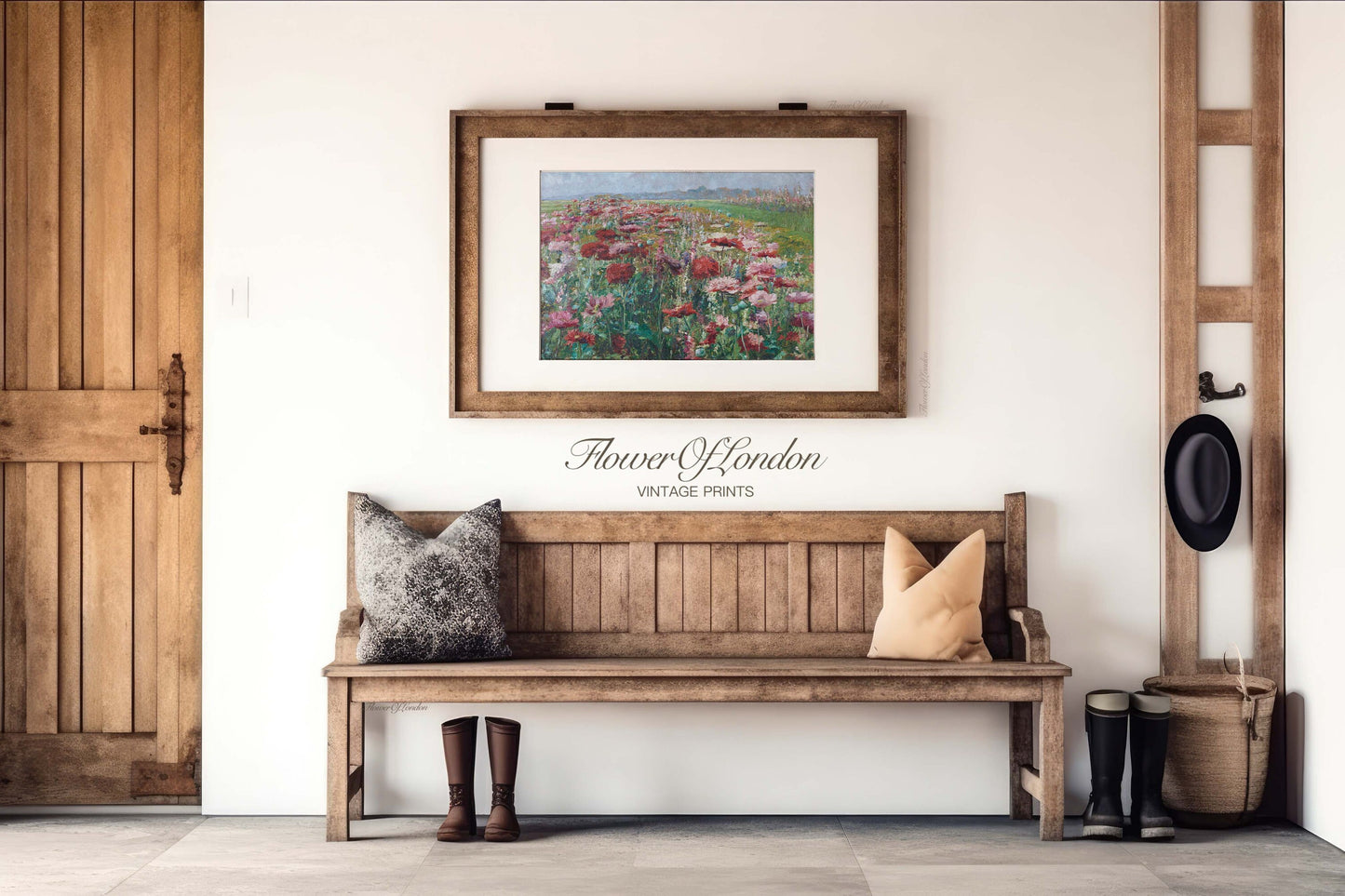 Blossoming Poppies Flowers Print, Vintage Spring Meadow Wildflowers Field, #32