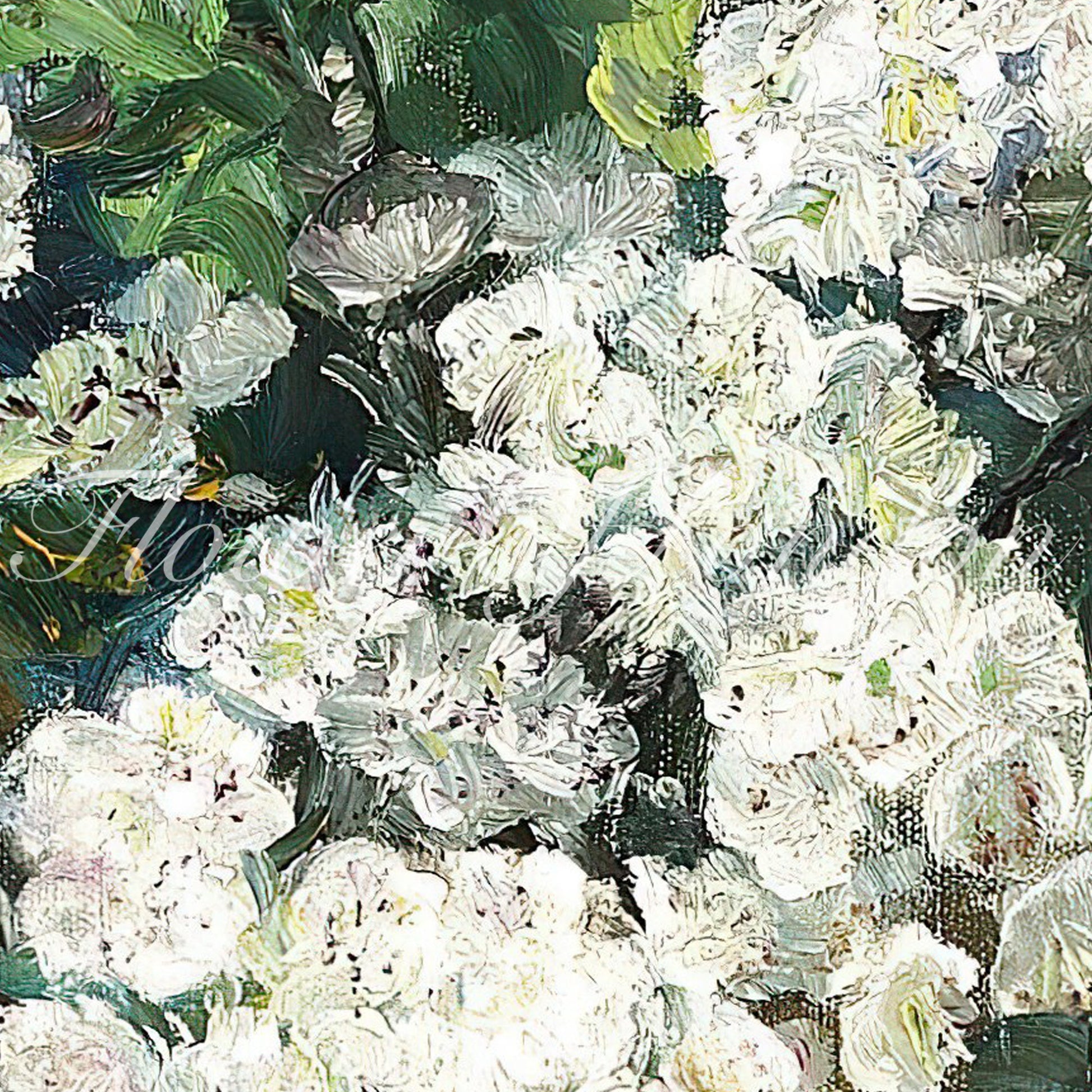 a painting of white flowers in a vase