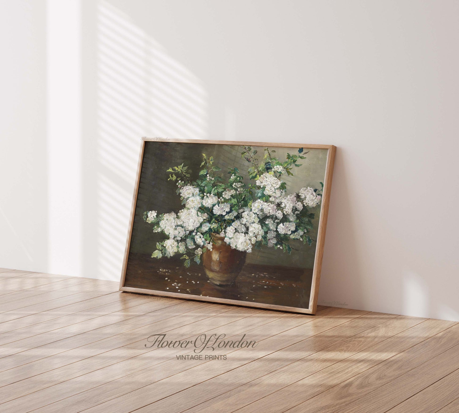 a painting of white flowers in a vase