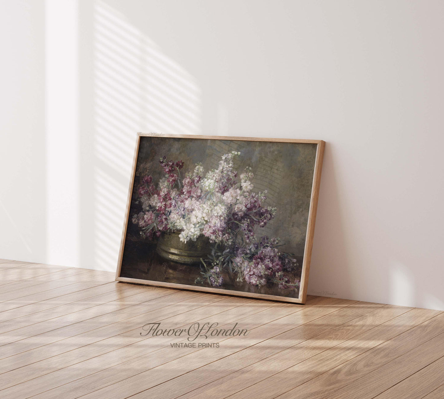 Moody Still Life Print, Vintage Rustic Dark Neutral Flowers in a Vase Oil Painting, #122