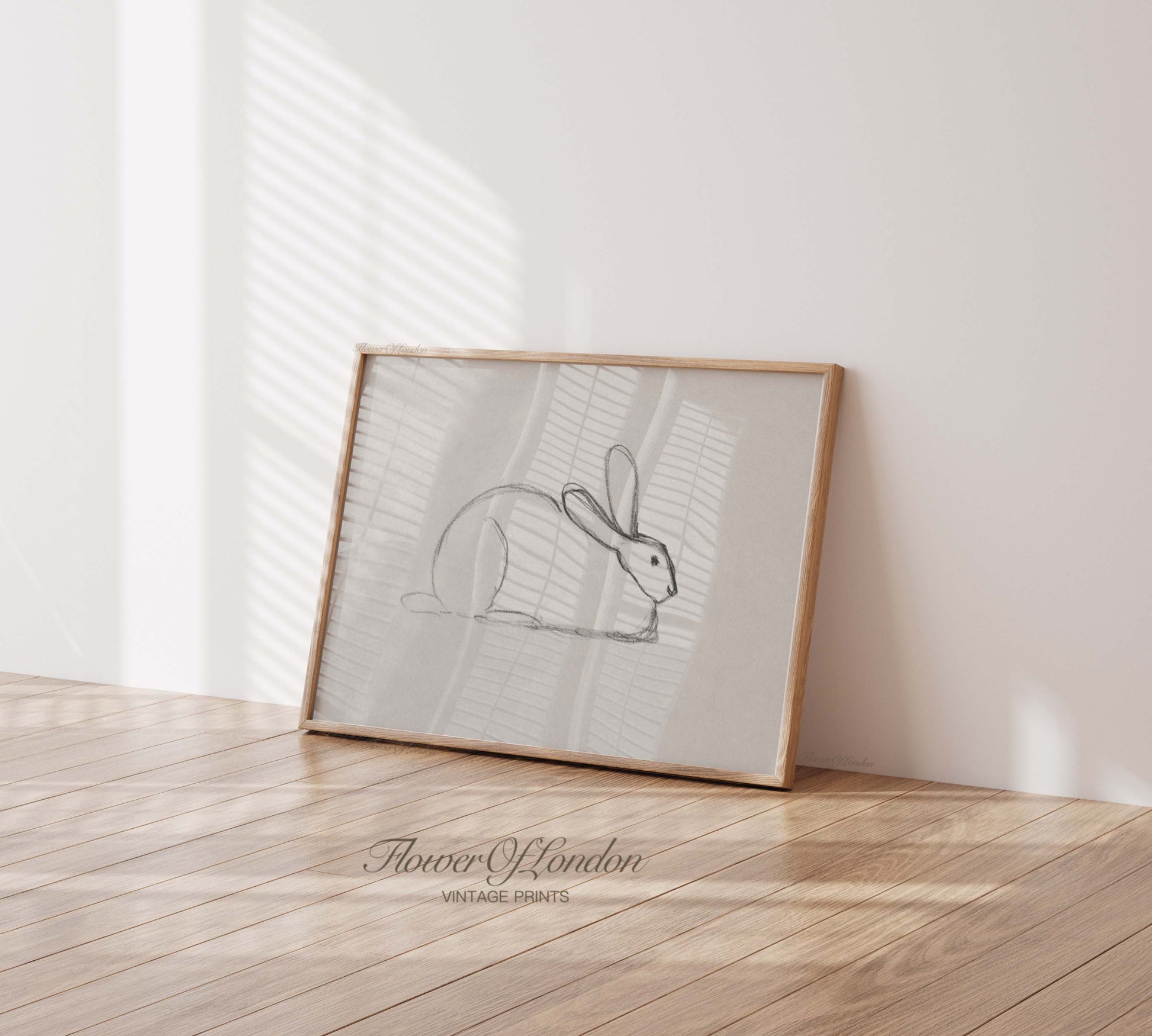 a picture frame with a drawing of a rabbit