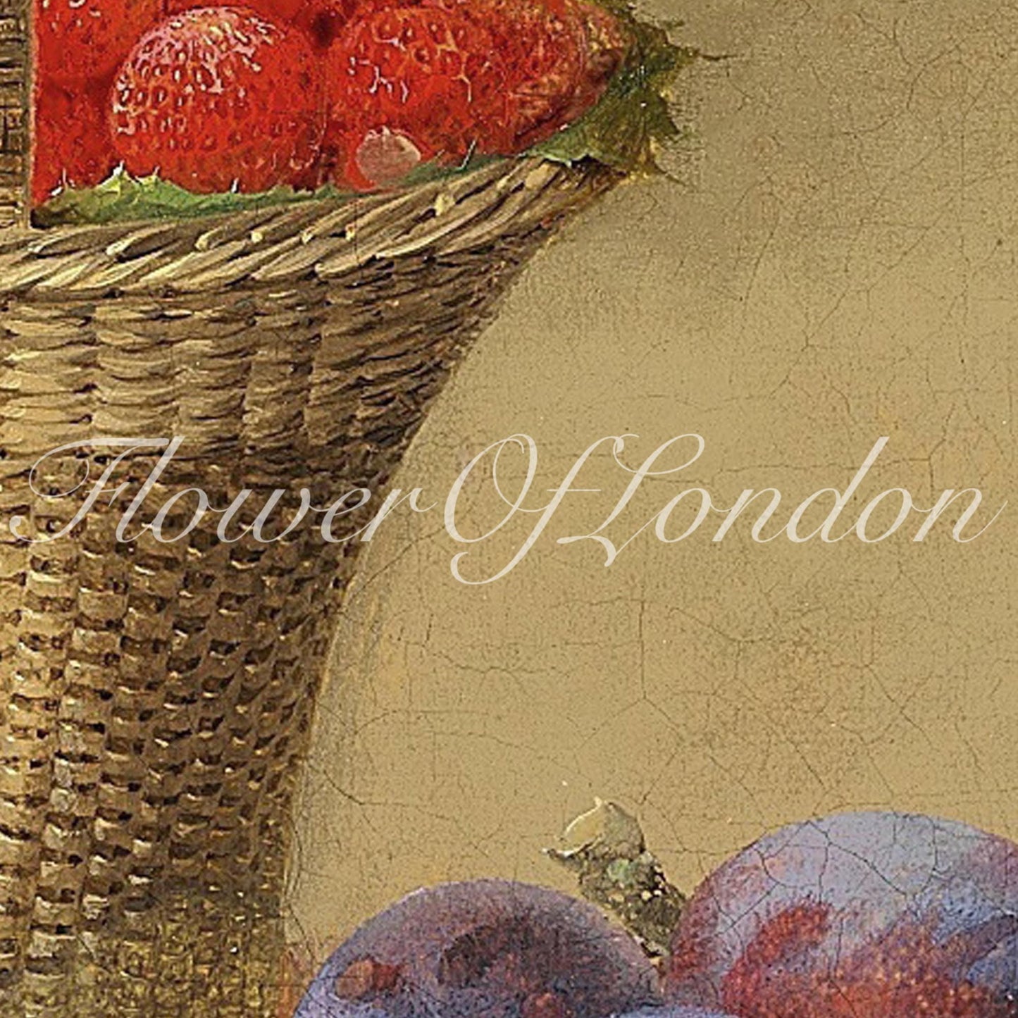 Vintage Fruits Basket Kitchen Print, Woven Hay Basket with Fruits Kitchen Still Life, #143