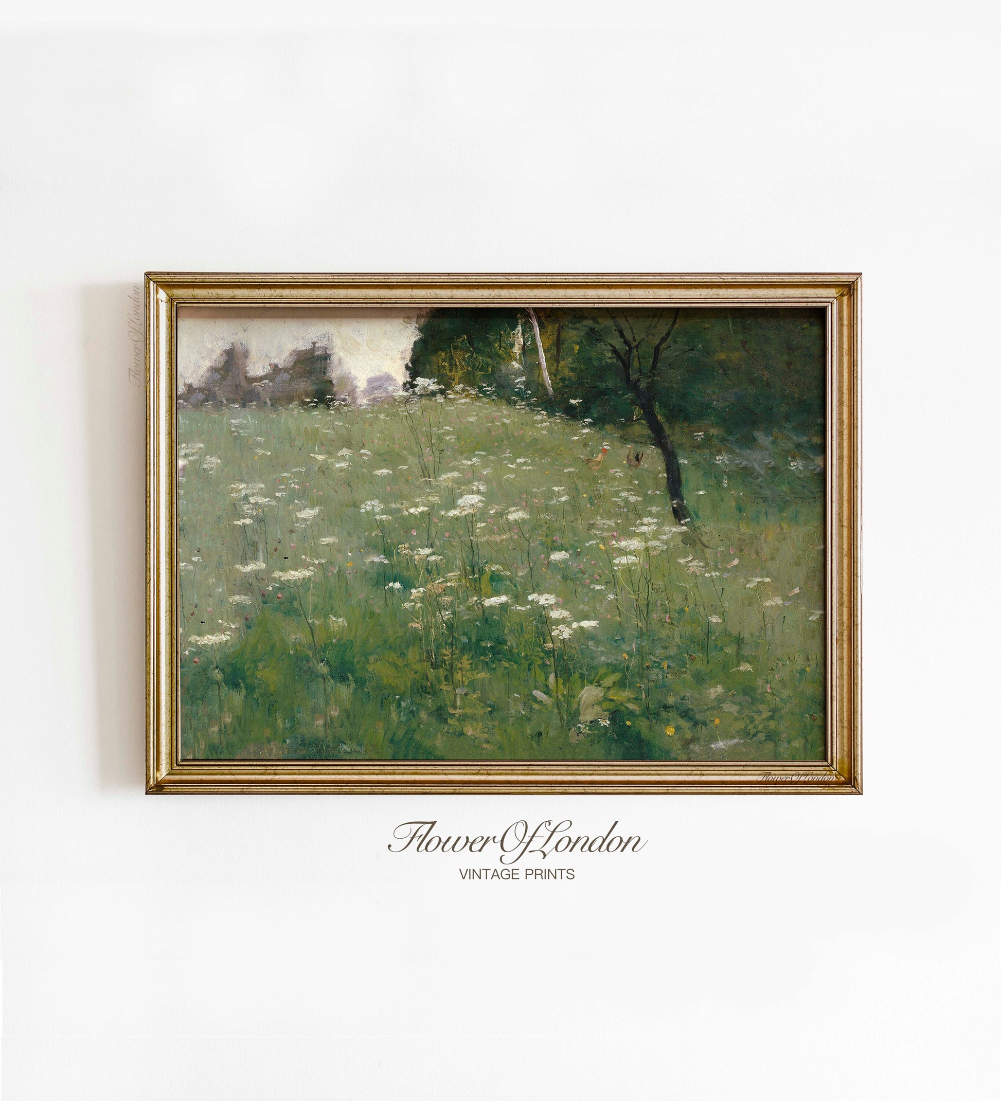 a painting of a field of wild flowers