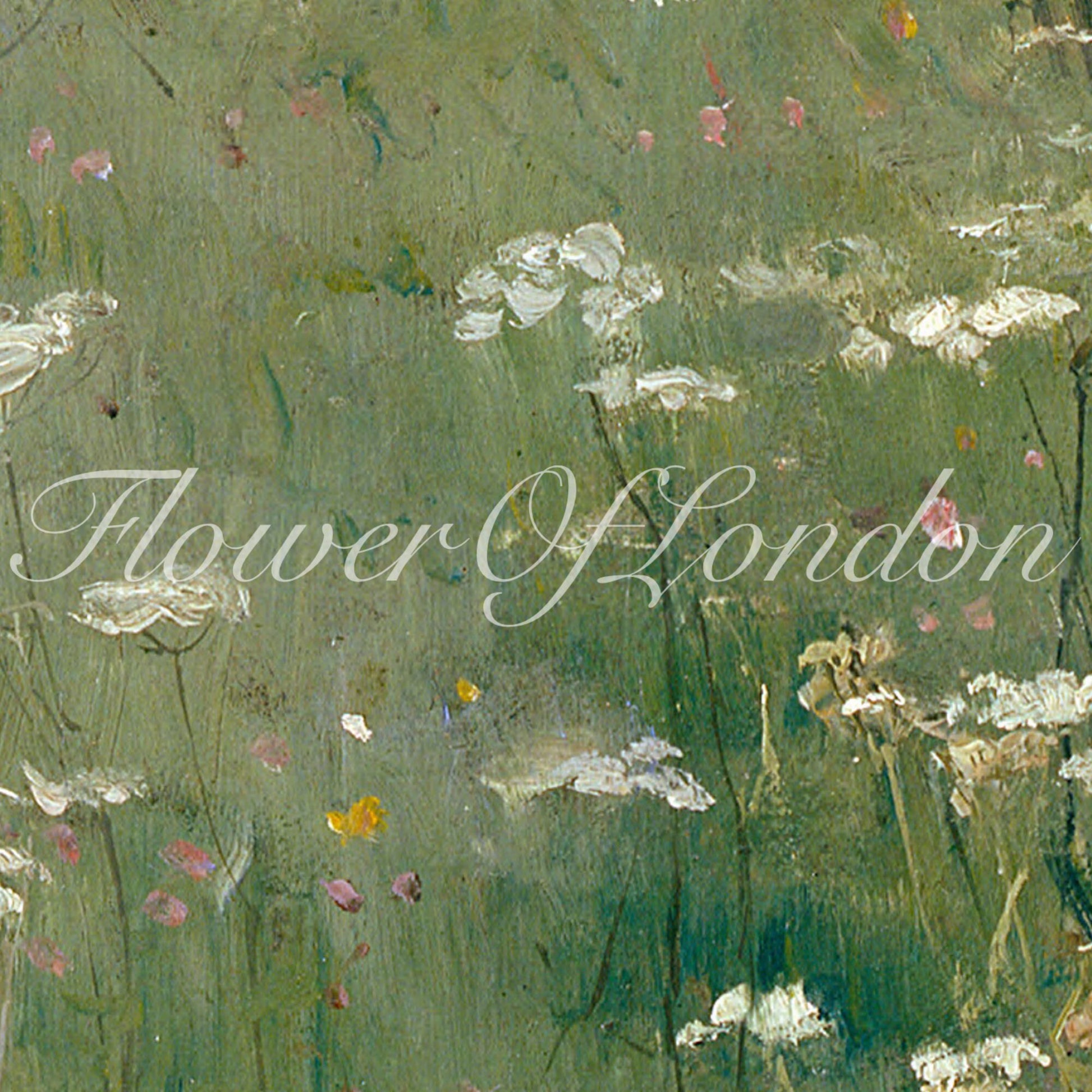 a painting of flowers in a field of grass