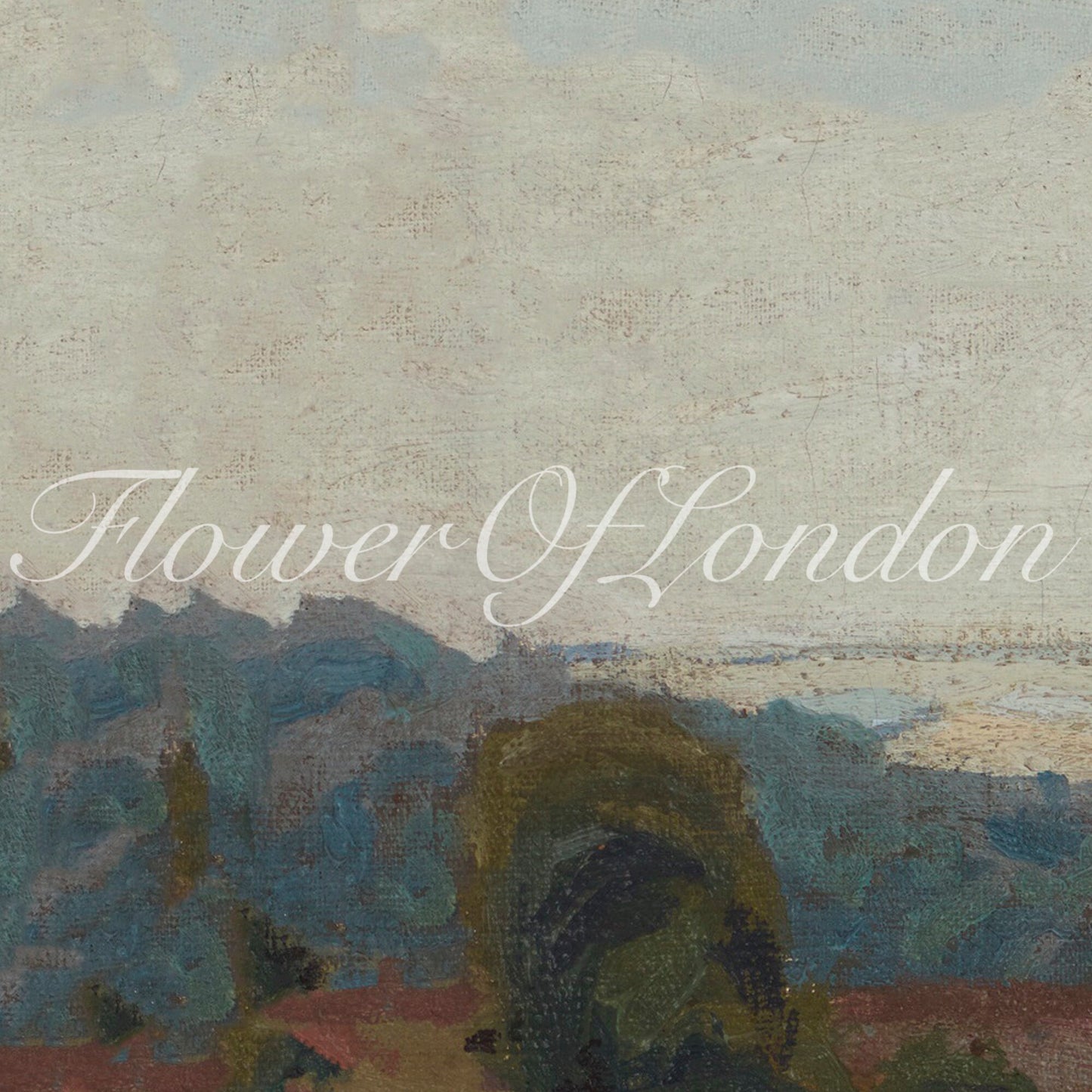 a painting of a landscape with the words flower of london