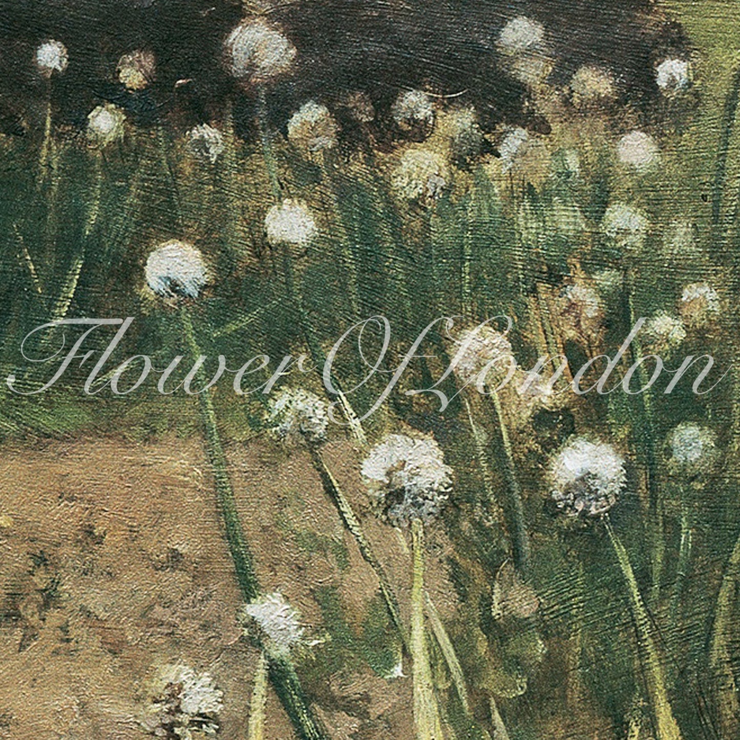 a painting of a field full of dandelions