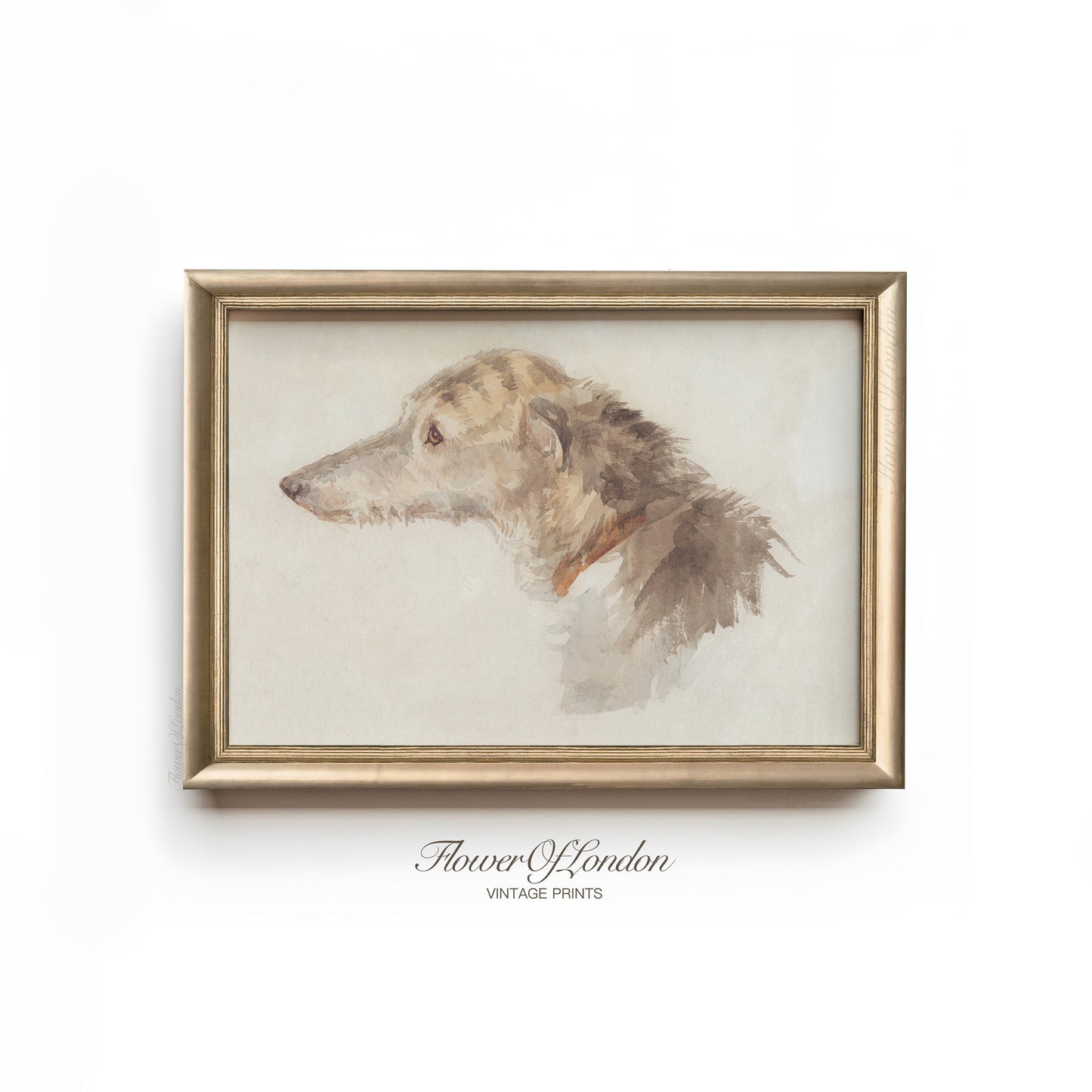 a painting of a dog in a gold frame