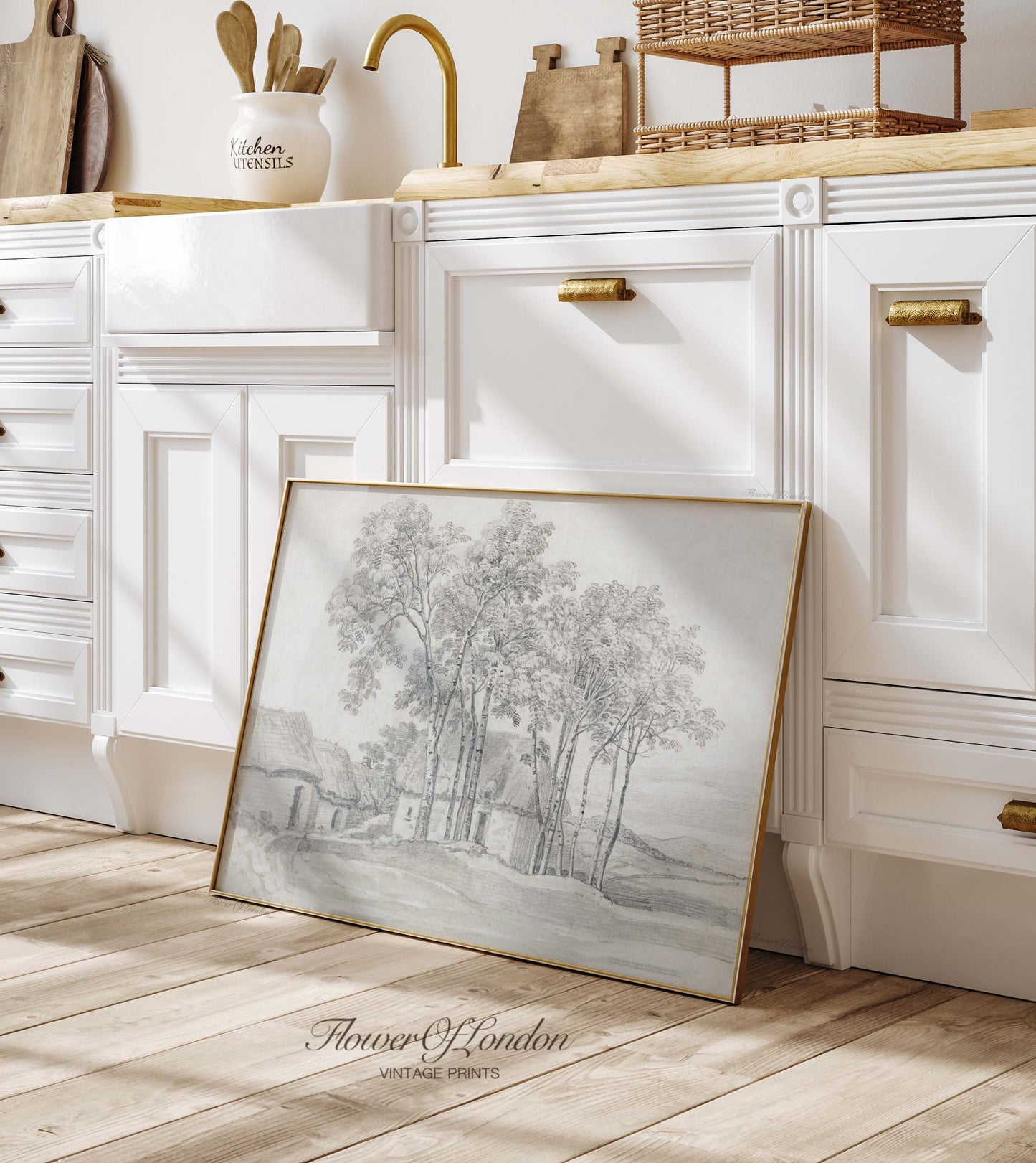 a picture frame sitting on top of a wooden floor