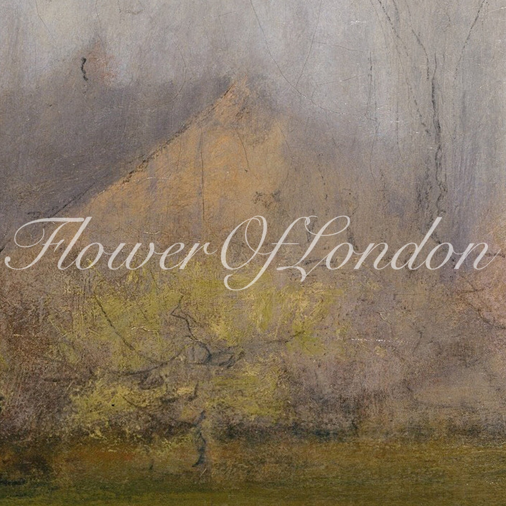 a painting of a tree with the words tower of london written on it