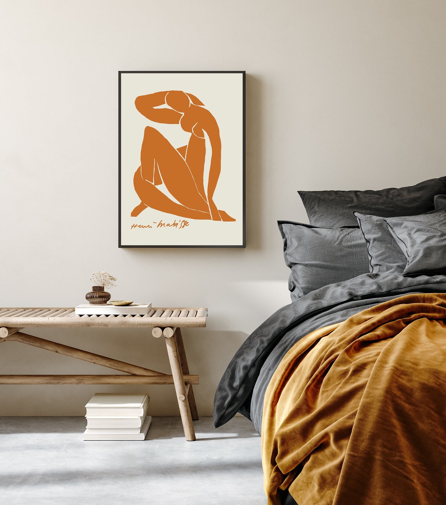 Blue Nude in Burnt Orange Matisse Print