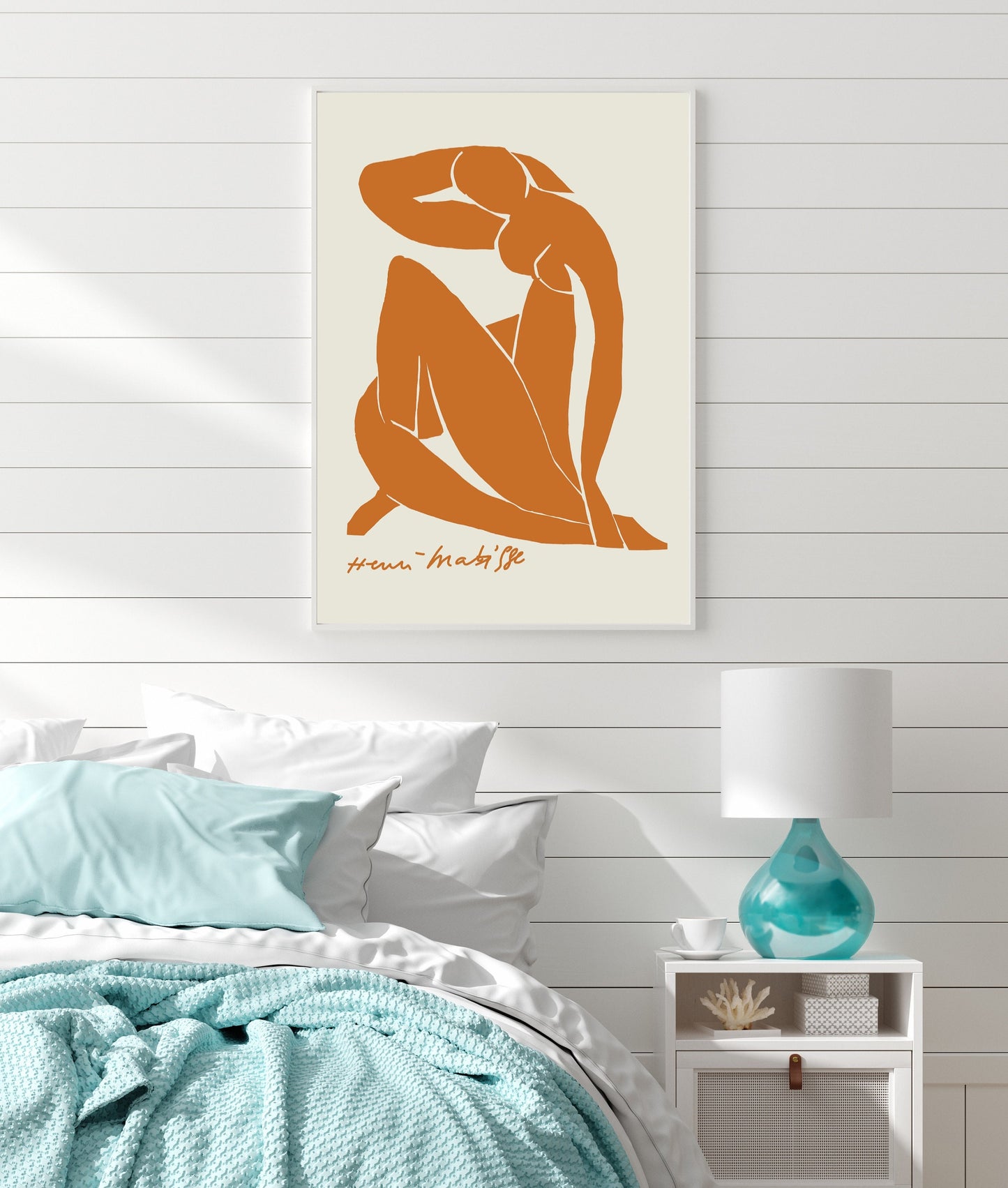 Blue Nude in Burnt Orange Matisse Print