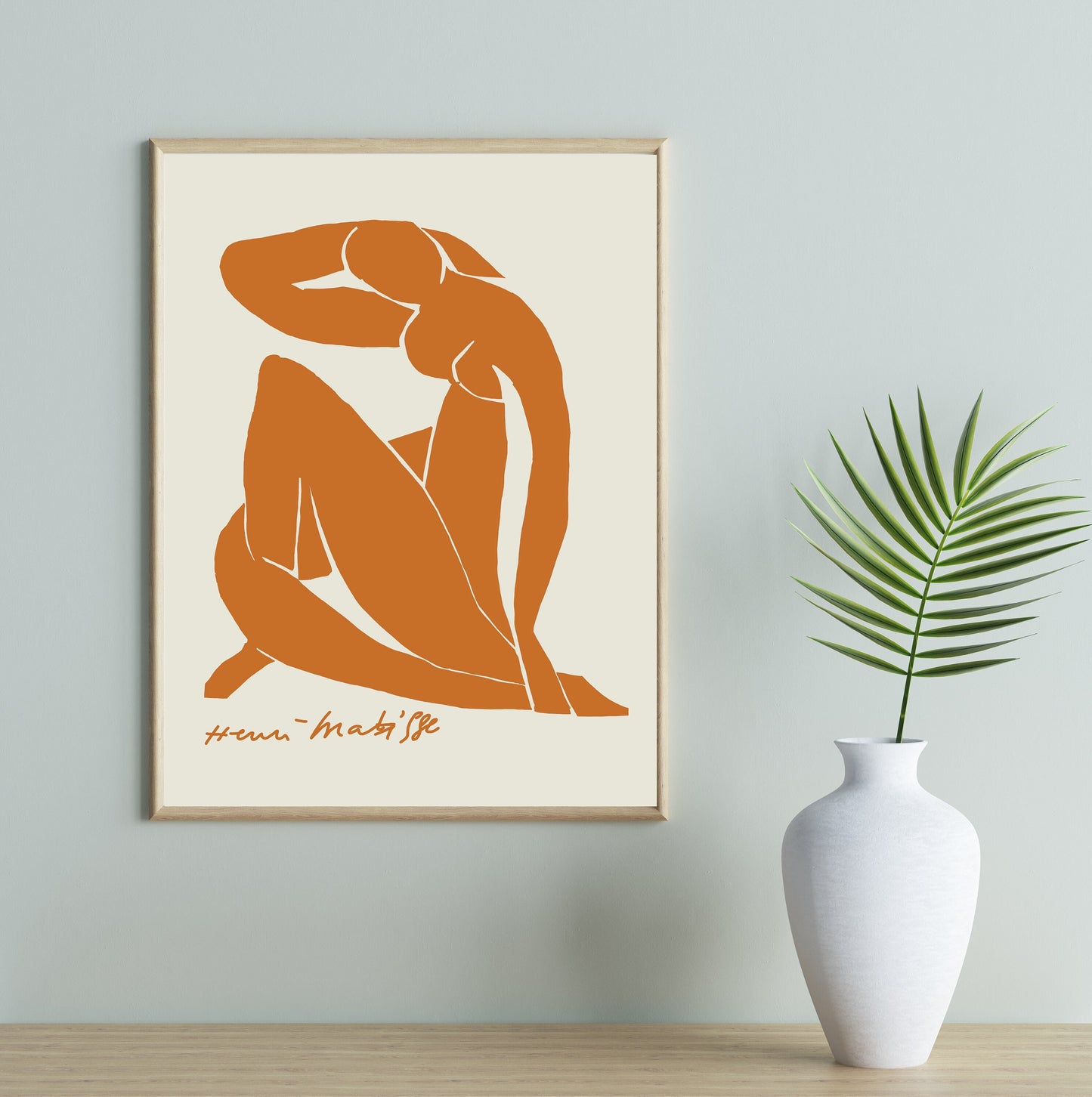 Blue Nude in Burnt Orange Matisse Print