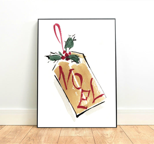 Watercolour Noel Christmas Print