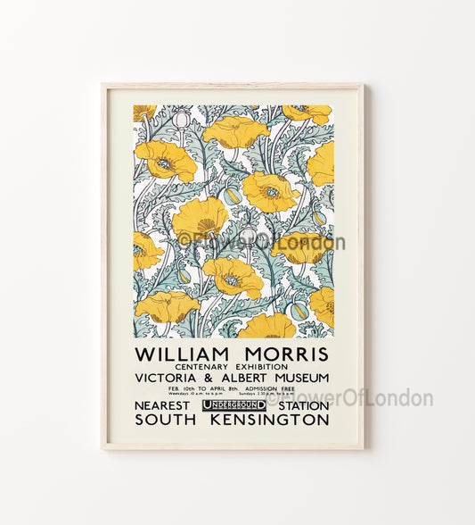 William Morris Exhibition Poster Yellow Poppies